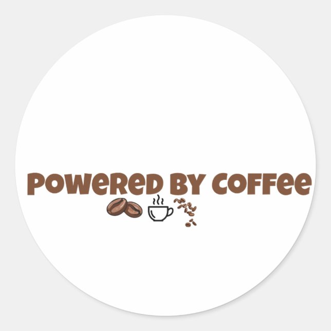 Sticker Rond Propulsé par le café mignon café classique  (Devant)