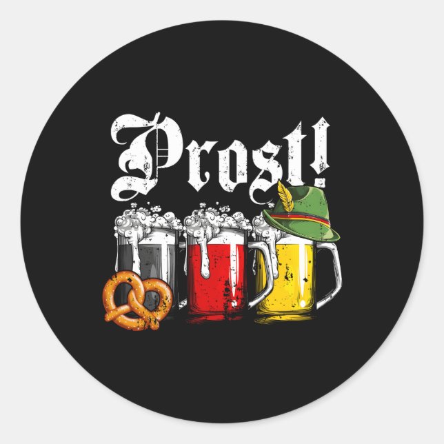 Sticker Rond Prost Beer Ger Drapeau Oktoberfest Salutations (Devant)