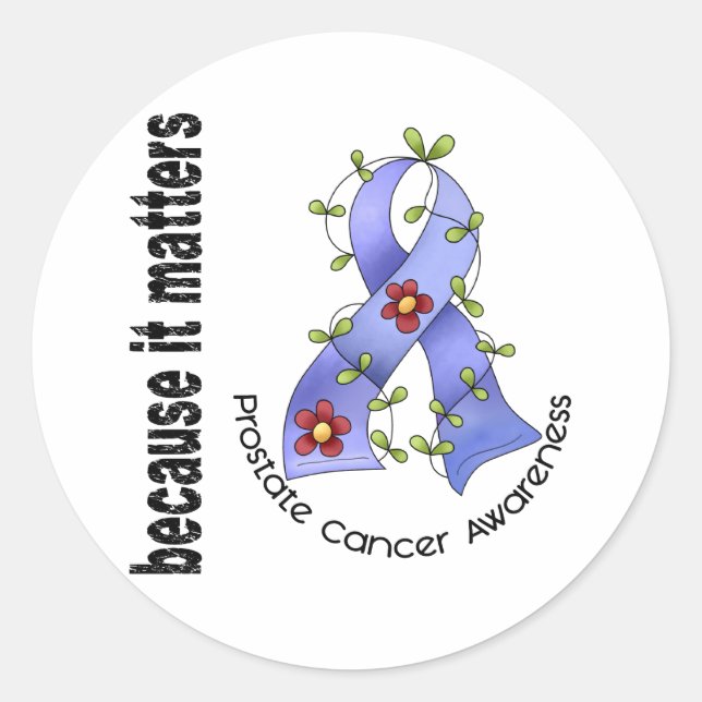 Sticker Rond PROSTAT CANCER Fleur Ruban 3 (Devant)