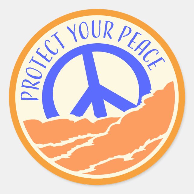 Sticker Rond Protect Your Peace Mental Health Wellness Mindful (Devant)