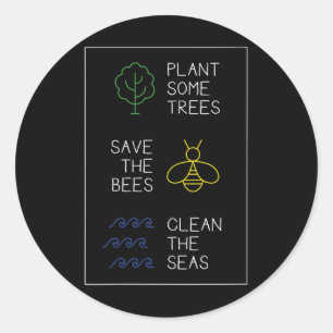 Sticker Rond Protection de l'environnement, Arbres Plantes, Sau