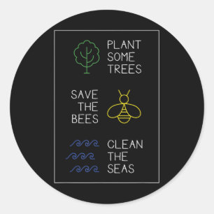 Sticker Rond Protection de l'environnement, Arbres Plantes, Sau