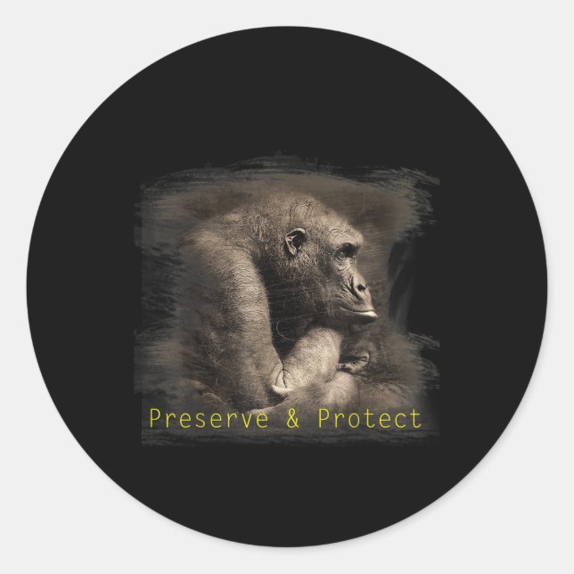 Sticker Rond Protection De l'environnement des gorilles de mont (Devant)