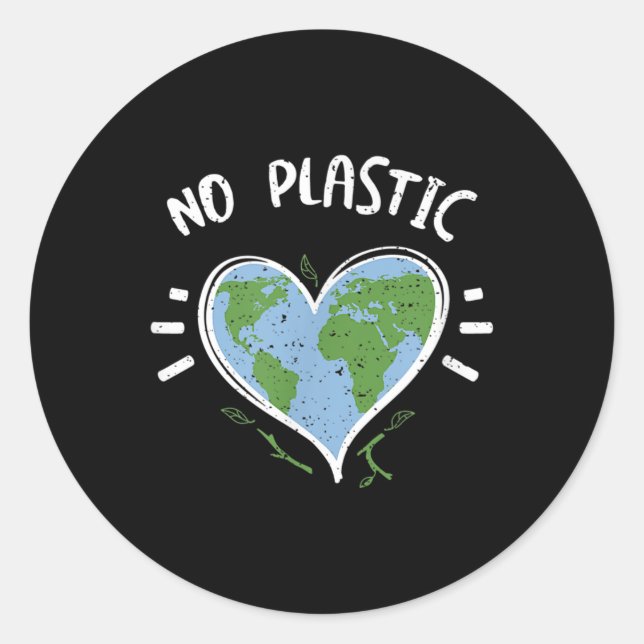 Sticker Rond Protection de l'environnement_ Pas de plastique -  (Devant)