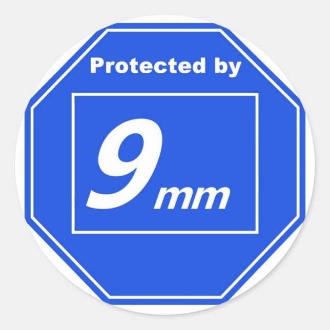 Sticker Rond Protégé par 9mm (Devant)
