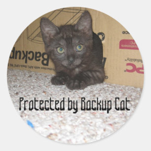 Sticker Rond Protégé par le chat de secours