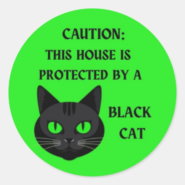 Sticker Rond Protégé par un chat noir (Devant)
