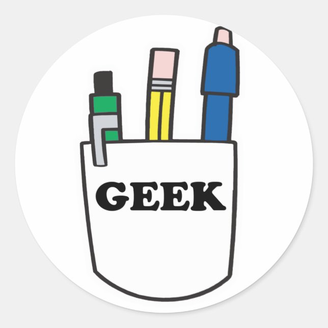 Sticker Rond Protège-poche drôle de GEEK (Devant)
