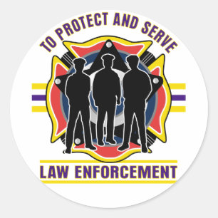 Sticker Rond Protéger et servir la police