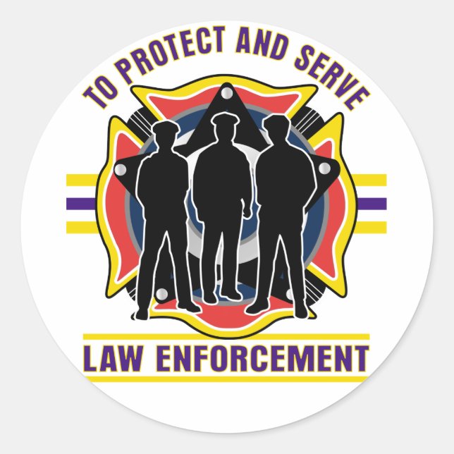 Sticker Rond Protéger et servir la police (Devant)