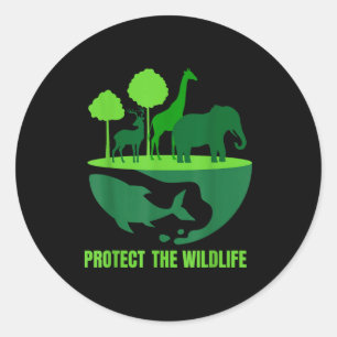 Sticker Rond Protéger la faune _ conservation de la nature terr
