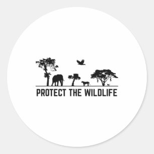 Sticker Rond Protéger la faune Safari Conservation des animaux