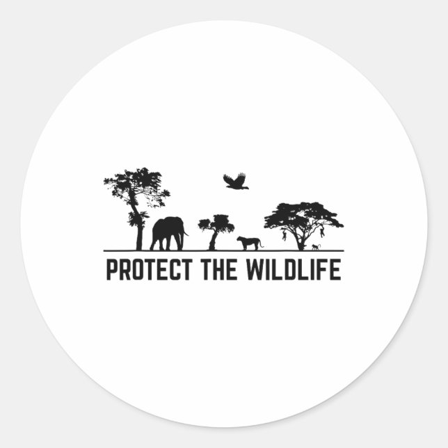 Sticker Rond Protéger la faune Safari Conservation des animaux  (Devant)