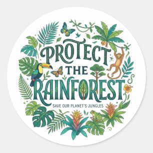 Sticker Rond Protéger la forêt tropicale humide