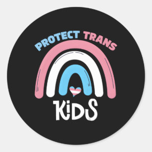 Sticker Rond Protéger le drapeau transgenre trans Protéger le t