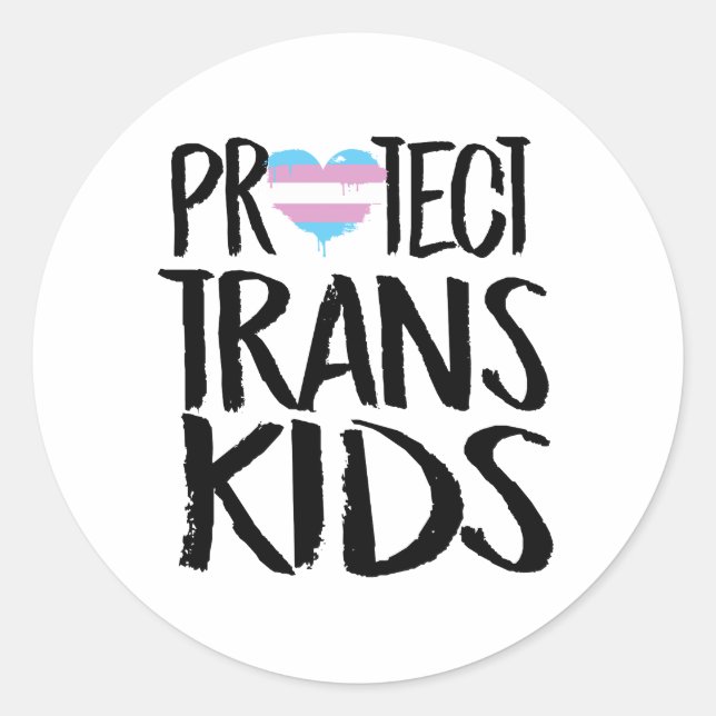 STICKER ROND PROTÉGER LES ENFANTS TRANS (Devant)
