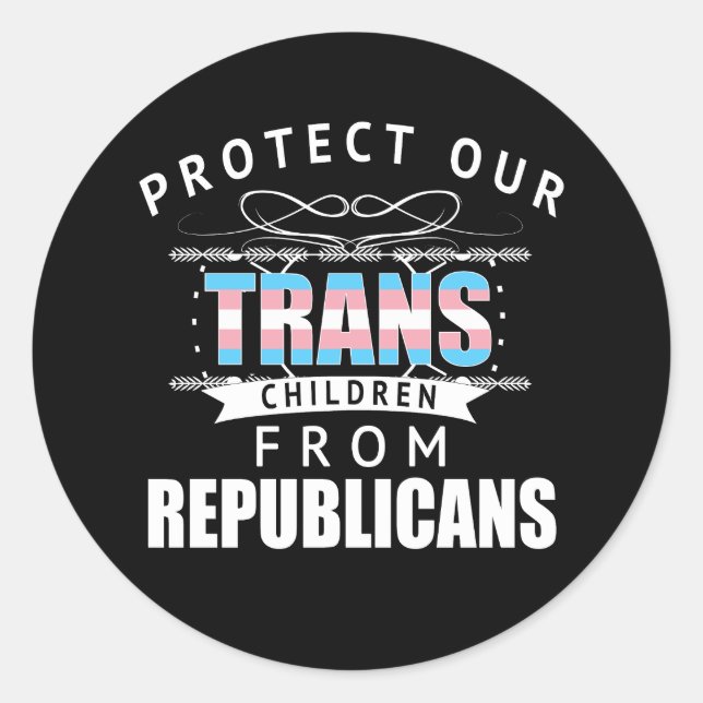 Sticker Rond Protéger les enfants trans (Devant)
