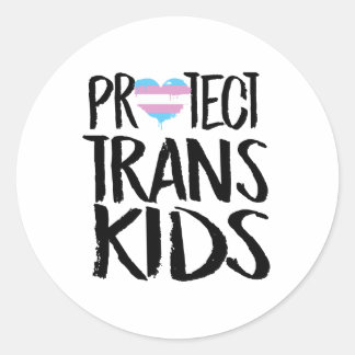 Sticker Rond Protéger les enfants trans