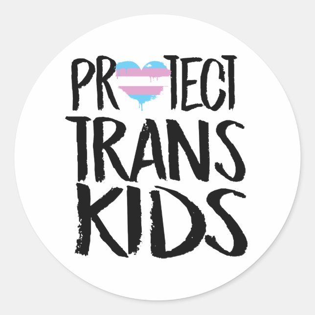 STICKER ROND PROTÉGER LES ENFANTS TRANS (Devant)