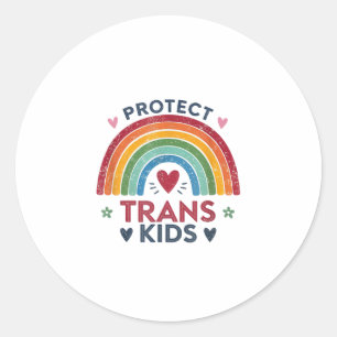 Sticker Rond Protéger les enfants trans soutenir les jeunes hom