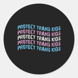 Sticker Rond Protéger les enfants trans - Vague du drapeau tran