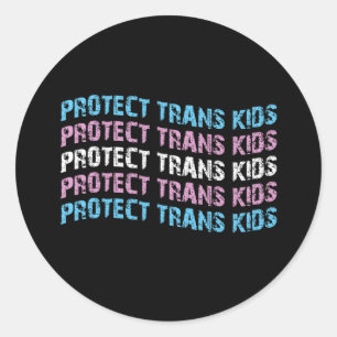 Sticker Rond Protéger les enfants trans - Vague du drapeau tran