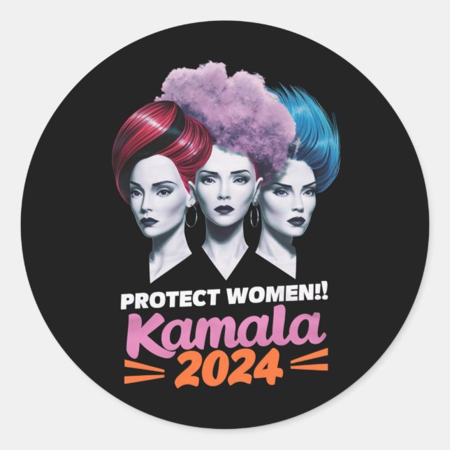 Sticker Rond Protéger les femmes Kamala Élection 2024 2024 (Devant)