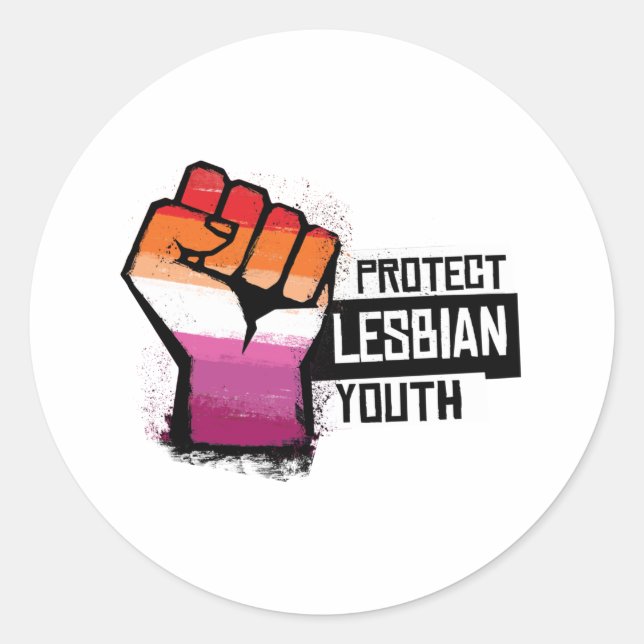Sticker Rond Protéger les jeunes lesbiennes (Devant)