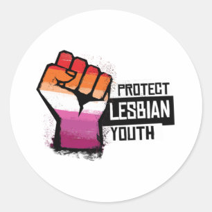 Sticker Rond Protéger les jeunes lesbiennes
