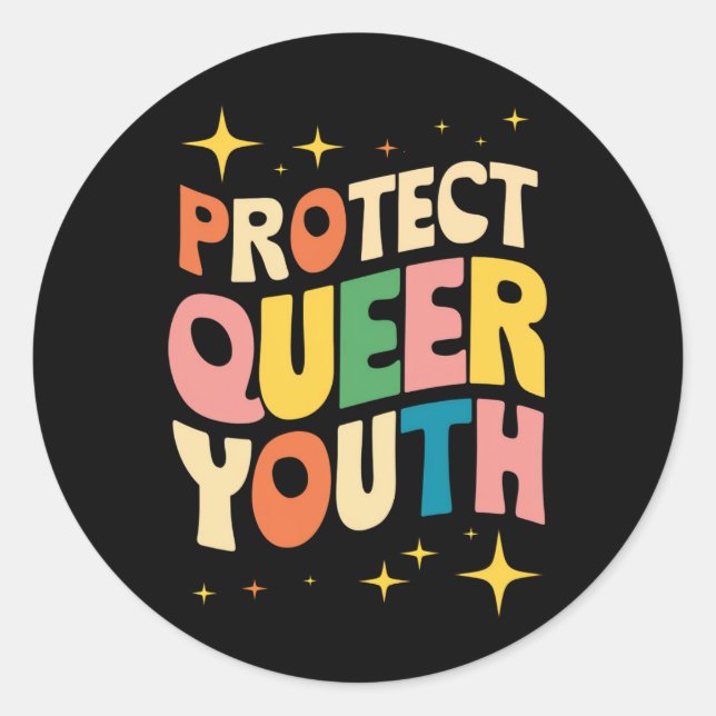 Sticker Rond Protéger les jeunes queer Protéger les enfants tra (Devant)