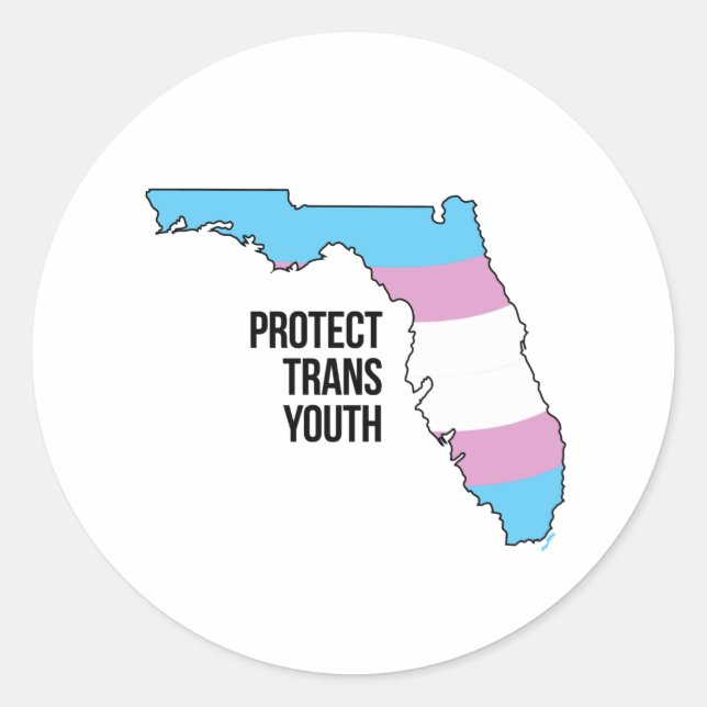 Sticker Rond Protéger les jeunes trans de Floride (Devant)