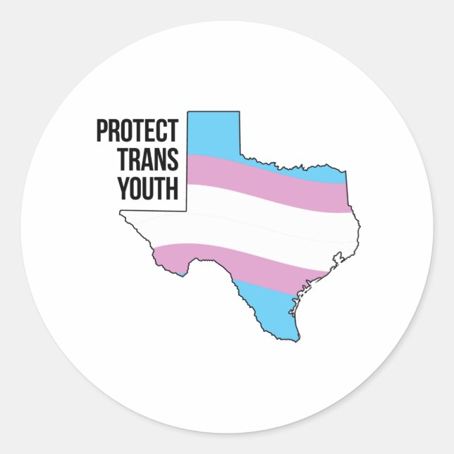 Sticker Rond Protéger les jeunes trans du Texas (Devant)