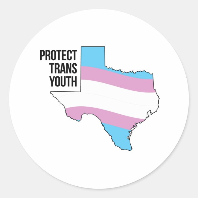 Sticker Rond Protéger les jeunes trans du Texas (Devant)