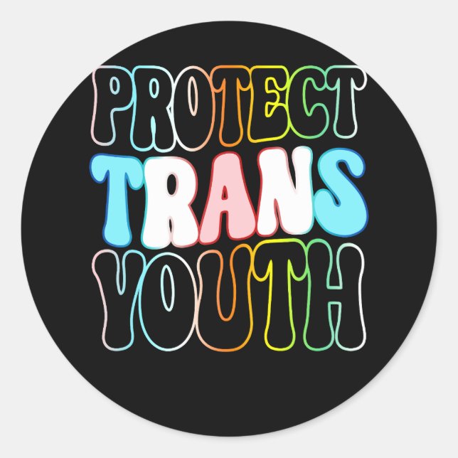 Sticker Rond Protéger les jeunes transgenres transgenres LGBT L (Devant)