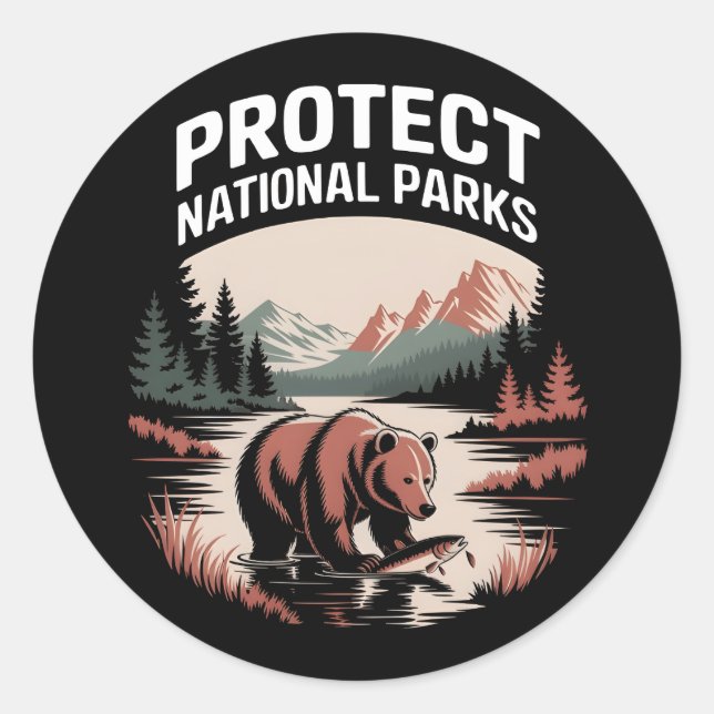 Sticker Rond Protéger nos parcs nationaux (Devant)