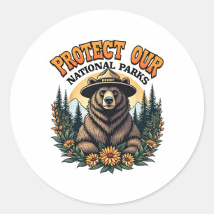 Sticker Rond Protéger Nos Parcs Nationaux Résiste À Alt Us Bear