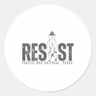 Sticker Rond Protéger Nos Parcs Nationaux Résiste Rétro Vintage