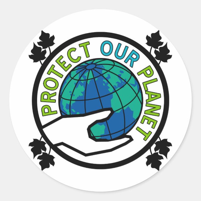 Sticker Rond Protéger notre planète (Devant)