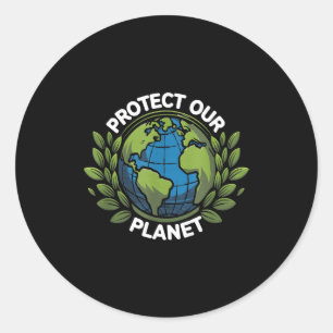 Sticker Rond Protéger notre planète amoureux de la nature Jour