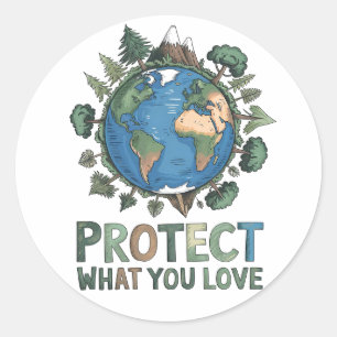 Sticker Rond Protégez ce que vous aimez" Conception De l'enviro