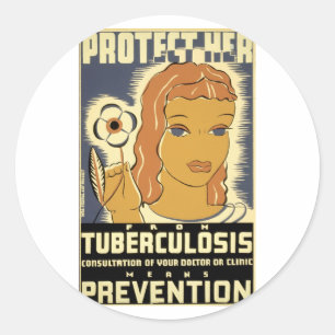 Sticker Rond Protégez-La De La Tuberculose