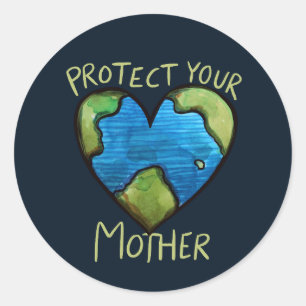 Sticker Rond Protégez votre mère jour des terres nature amoureu