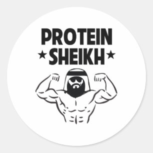Sticker Rond Protein Sheikh Amusant Arabe Salle De Sport Fitnes