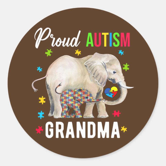 Sticker Rond Proud Autism Grandma Funny Autism Awareness Daddy (Devant)