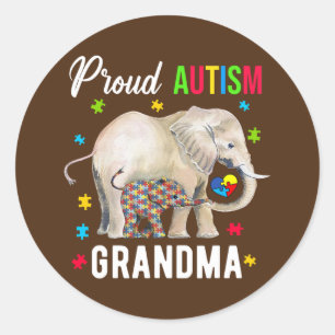 Sticker Rond Proud Autism Grandma Funny Autism Awareness Daddy