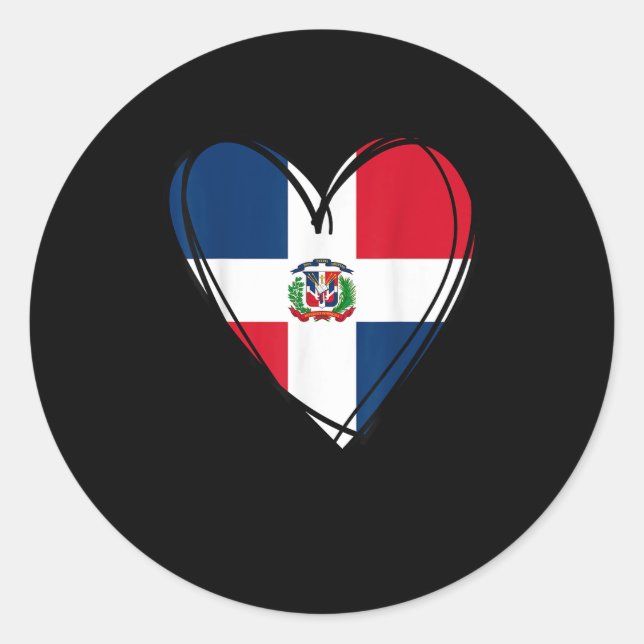 Sticker Rond Proud Dominican Boy Girl Aunt Dad Mama Cool Flag H (Devant)