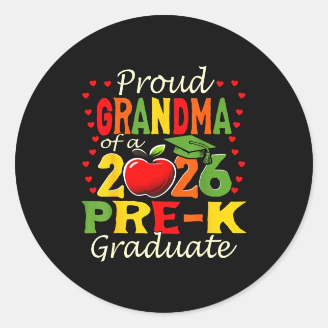 Sticker Rond Proud grandma of 2026 pre-k graduate mothers day (Devant)
