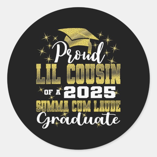 Sticker Rond Proud Little Cousin 2025 Summa Cum Laude Cl 2025 G (Devant)