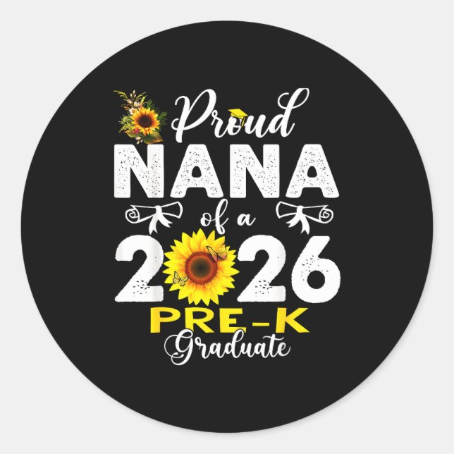 Sticker Rond Proud nana of 2026 pre-k graduate mothers day (Devant)