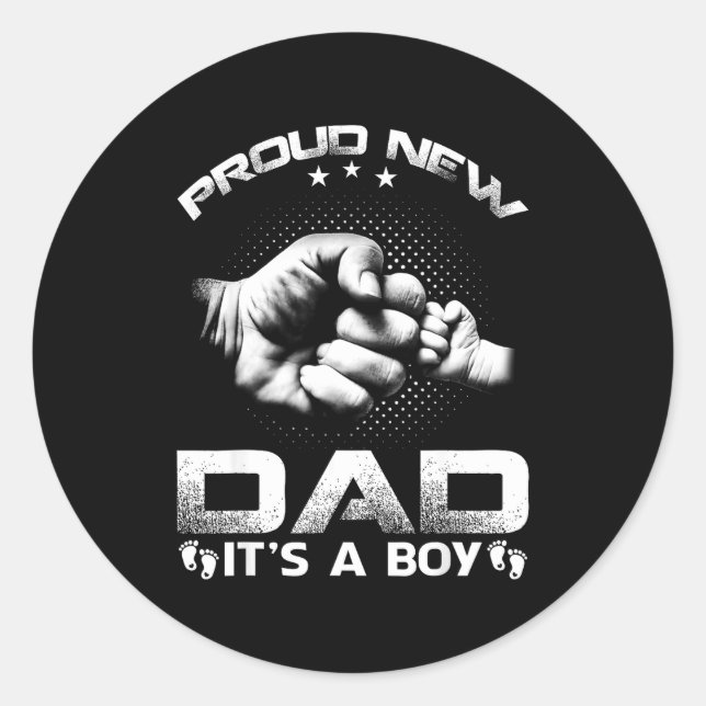 Sticker Rond Proud New Dad It's A Boy  (Devant)